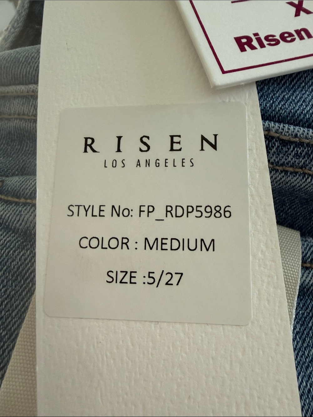 Risen High-Rise Wide Leg Boot Cut Jeans in Medium Blue 5/27 - Picture 4 of 4